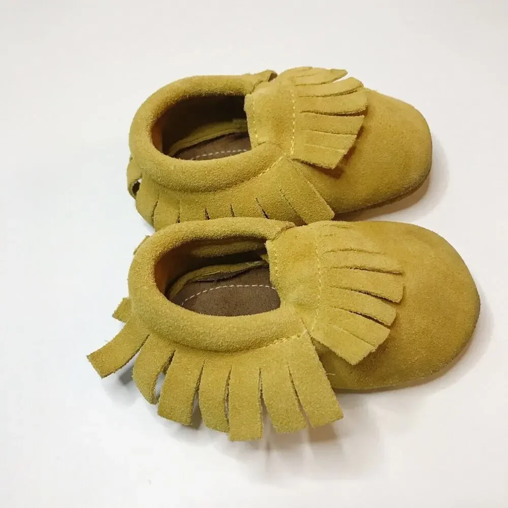 HONGTEYA Yellow Leather Baby Moccasins 3